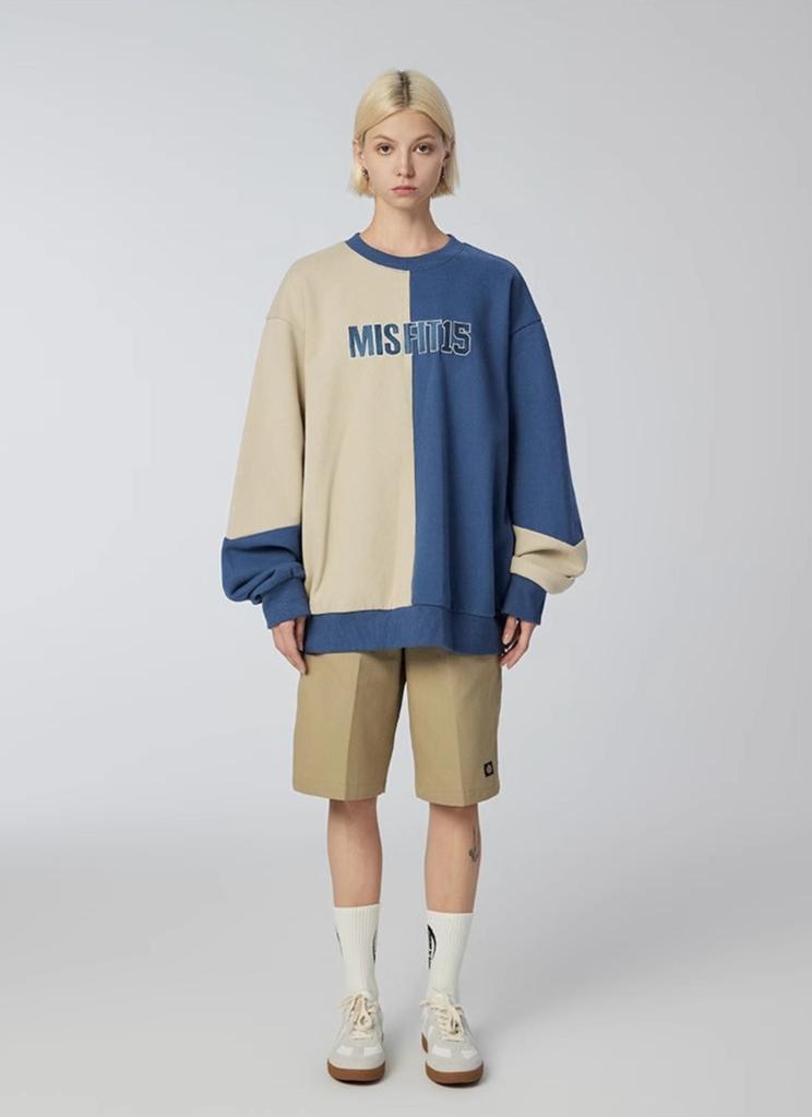 Split - Sweatshirt - Brown/Blue - MAISON MISFIT