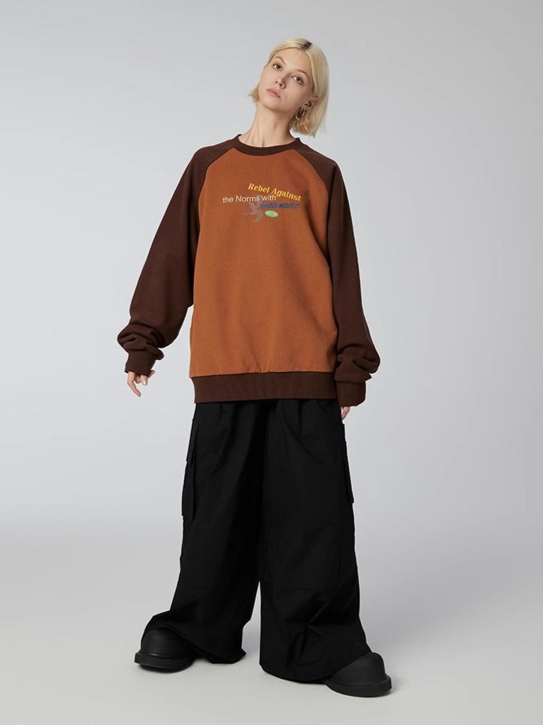 Rebel Regular - Sweatshirt - Brown/Orange - MAISON MISFIT