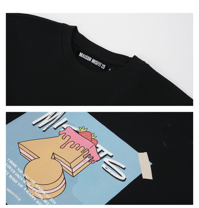 Strawberry Shortcake - T-shirt - Black - MAISON MISFIT